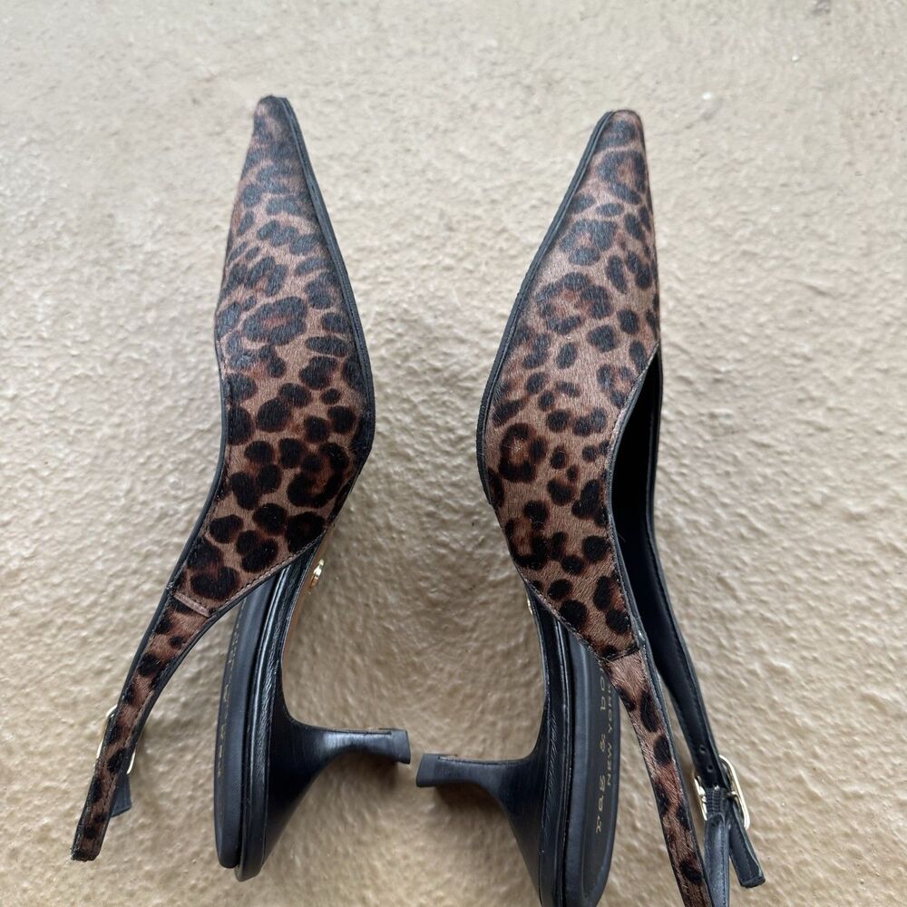 Rag & Bone Madison 7 Leopard Calf Hair Slingback Kitten Heel Pumps Sz 37 M $468 - Picture 8 of 16